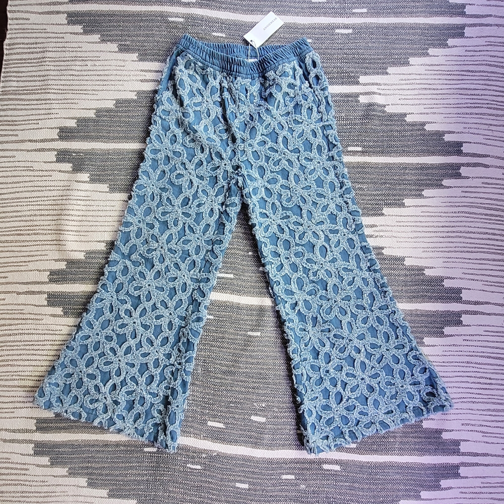 Womens Anthropologie Daisy Wide Leg Flare Denim Bellbottom Jeans Festival Pants